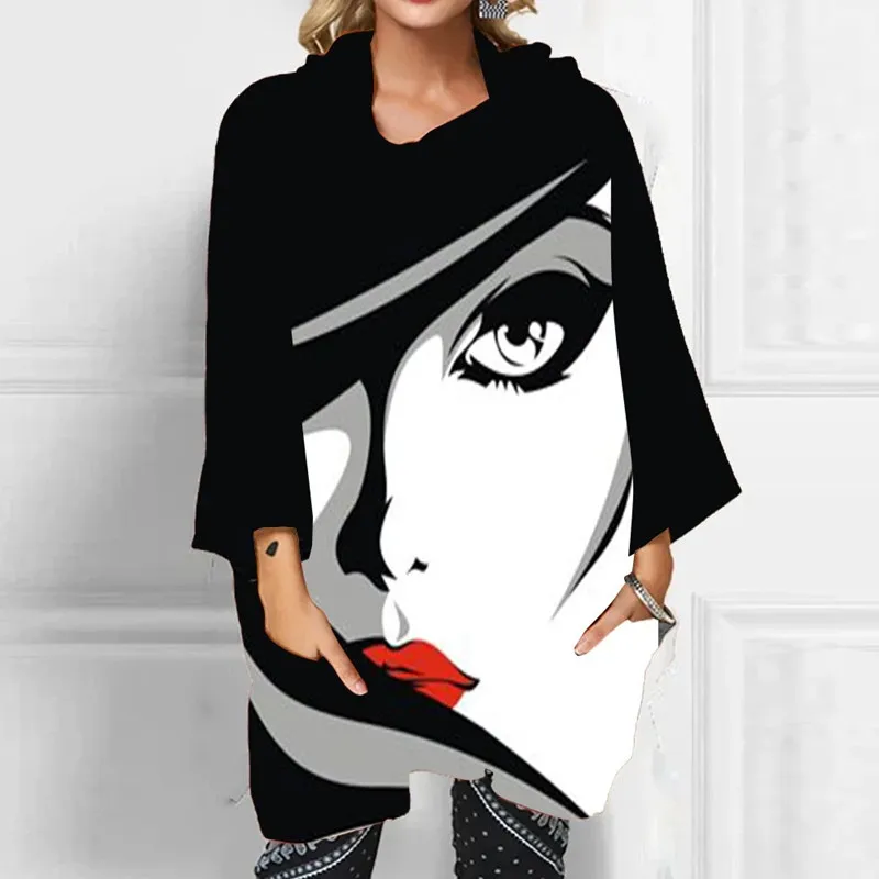 Осень абстрактный уход за кожей лица с высоким воротником-стойкой и длинными