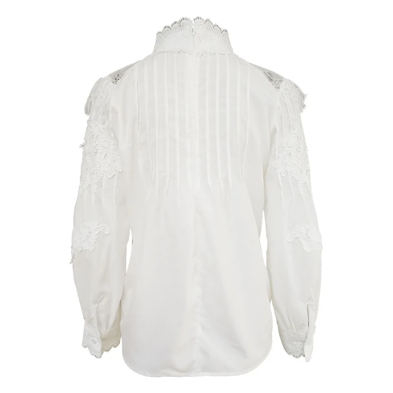 

Season new socialite elegant solid color embroidered lace stitching collar long sleeve loose jacket women tide