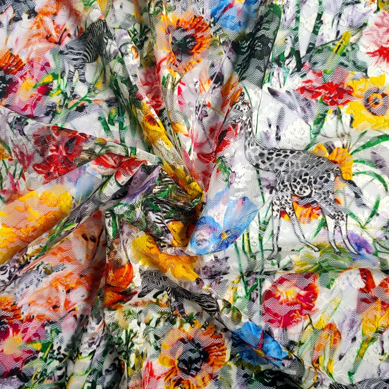 Подсолнечника кружевная ткань с принтом пикантные дышащие моющиеся женские