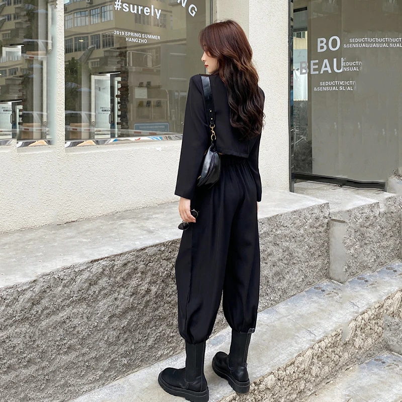 

Sister Fara New Spring Women Blazers Jacket Casual 2 Piece Coat + Solid High Waist Wide Leg Pants Female Autumn 2 Piece Set