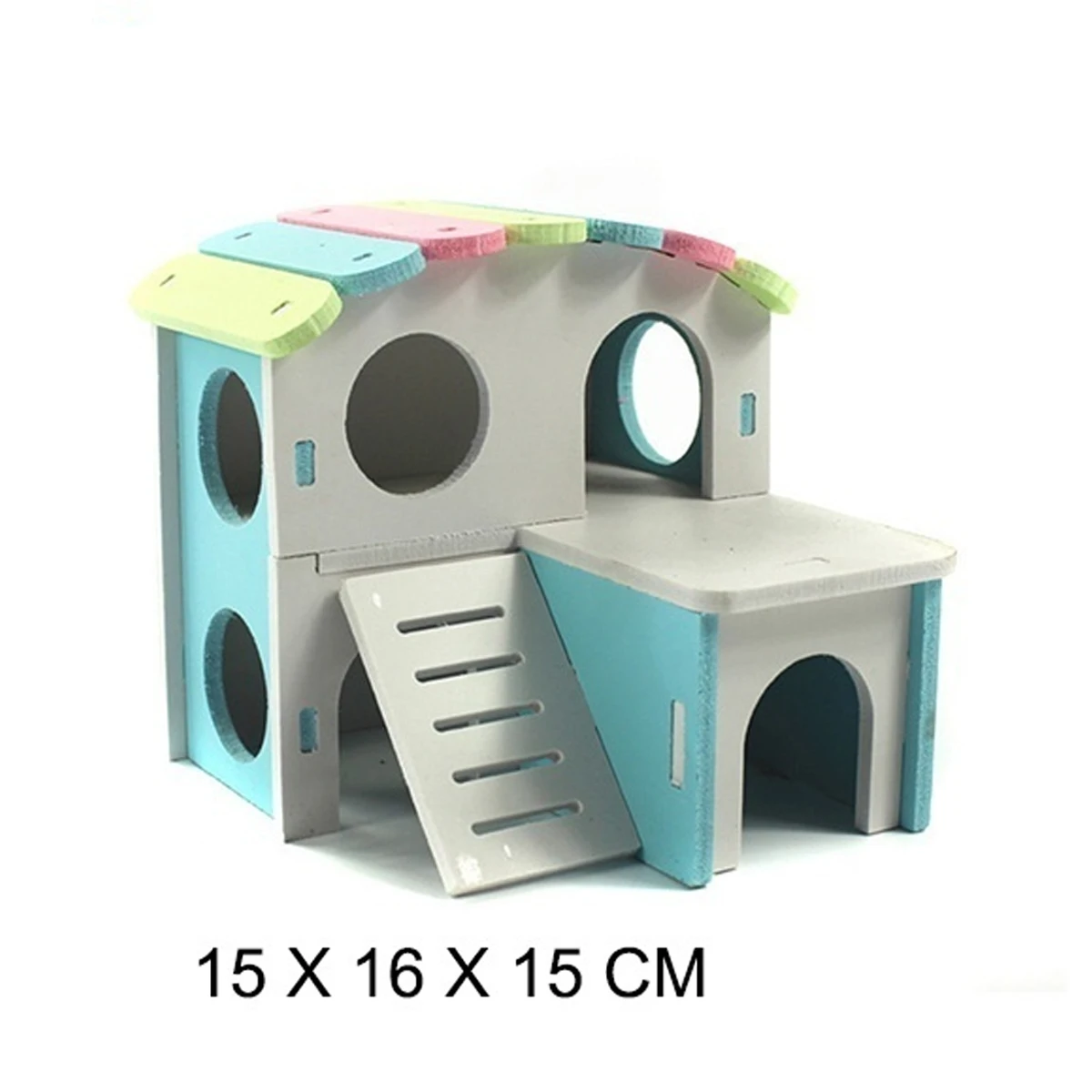 

VOW Pet Castle Toy Pet House Viewing Deck Ladder Pet Products 1 PC Hamster House Hamster Nest Wooden Seesaw Colorful Popular2021