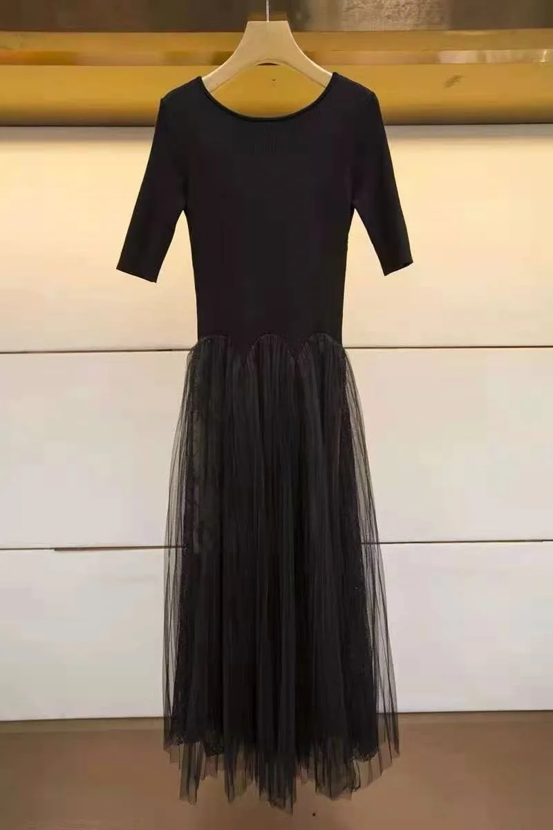 

Женское длинное платье с открытой спиной, Повседневное трикотажное платье макси из тюля и Сетчатой Ткани в стиле пэчворк с коротким рукавом...