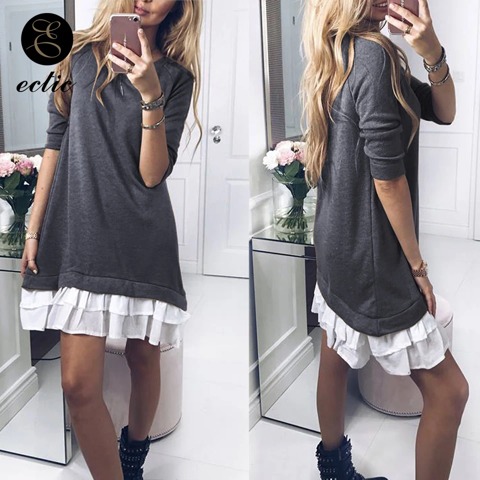 Женское платье свитшот с каскадными оборками в стиле пэчворк оверсайз капюшоном