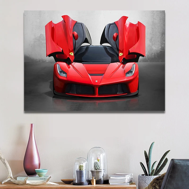 

Modern Ferrari Rafa Red Racing Poster and Printmaking Canvas Painting Wall Art Picture Living Room Decoration