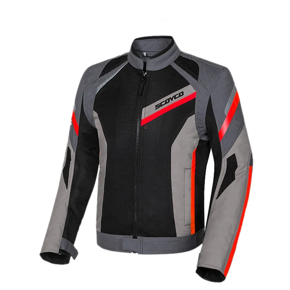 JK100-Red Jacket SCOYCO летняя мотоциклетная куртка мужская мотоциклетная куртка для мотокросса дышащая Броня мотоциклетный костюм Защита - Цвет: JK100-Red Jacket