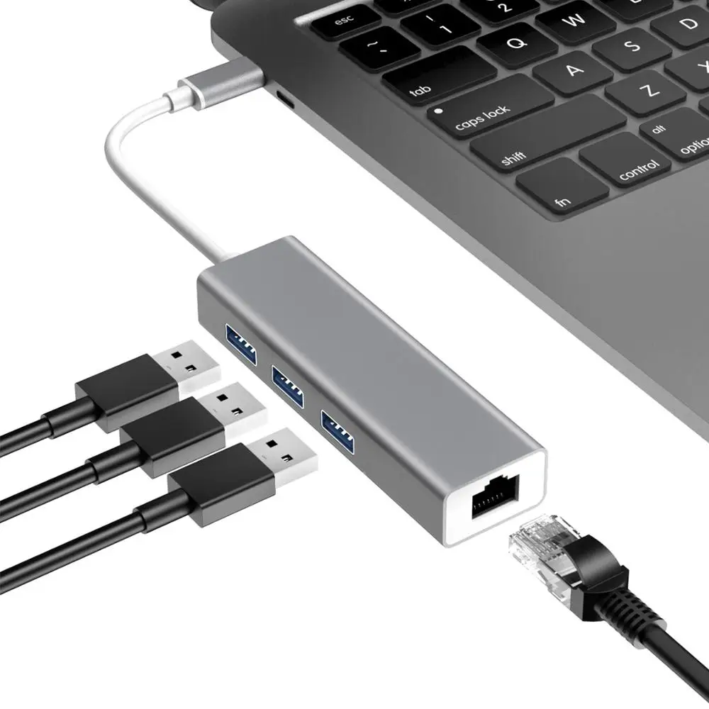 Usb 3 1 Usb-C Тип C 10/100/1000 Мбит/с Gigabit Ethernet Rj45 сетевой адаптер с портами (стандарт 0
