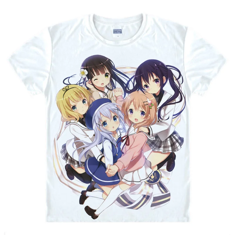 Gochuumon wa Usagi desu ka Аниме Косплей принт кафлу Чино футболка летние дышащие футболки