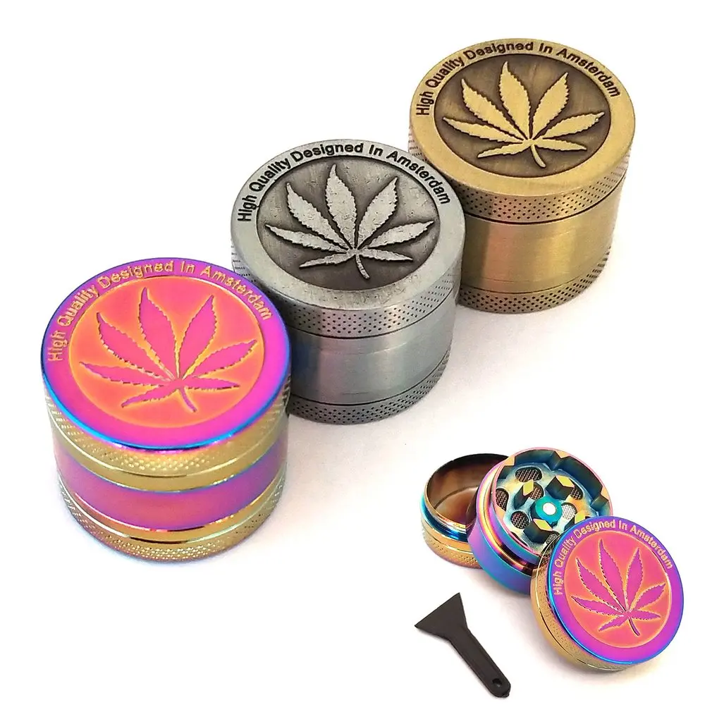 

3/4 Layer Zinc Alloy Herb Grinder 40mm Spice Grass Weed Tobacco Smoke Grinders For Men Smoking Accessories Spice Crusher