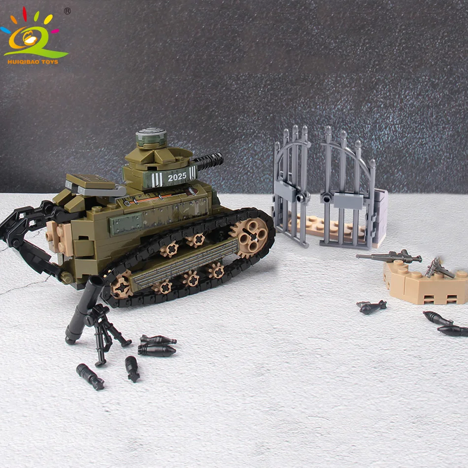 HUIQIBAO игрушки 368 шт армия FR Renault FT 17 Танк строительные блоки для детей Военные