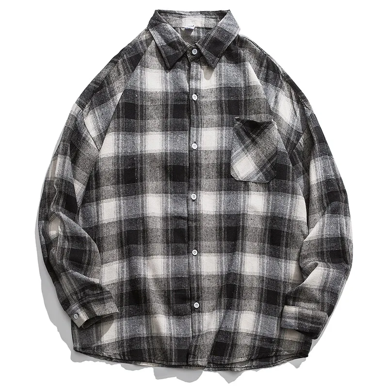 

Men Spring Autumn Dress Long Casual Shirt Plus Size Men Loose Plaid Non Iron Mens Fashion Dress Office Shirts Long Sleeve II50CS