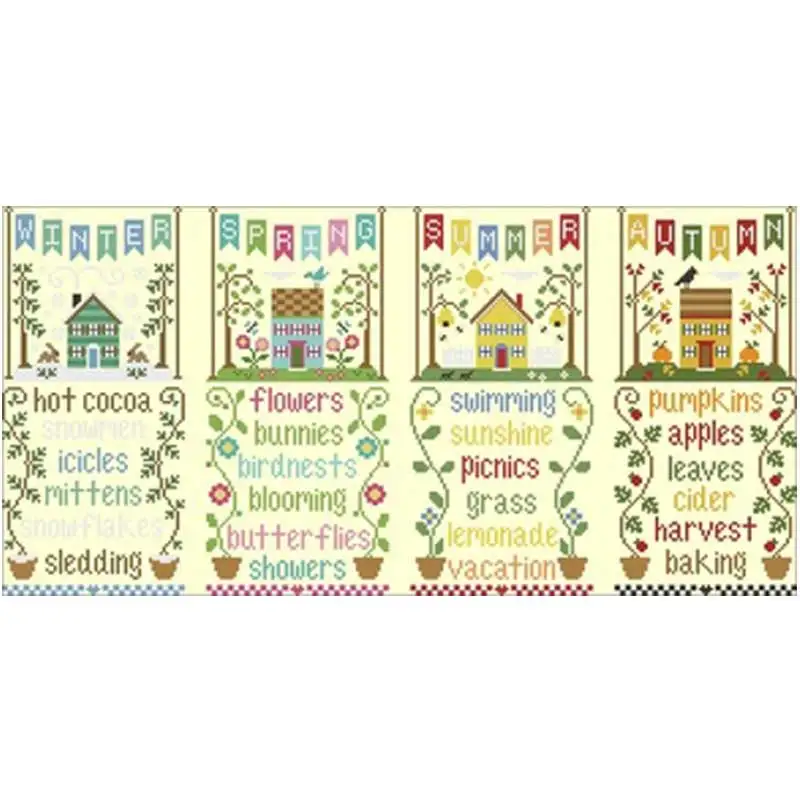 

Four Seasons коттедж комплект вид узоры для вышивания крестиком 11CT 14CT DIY китайский вышивка крестом Наборы для вышивания
