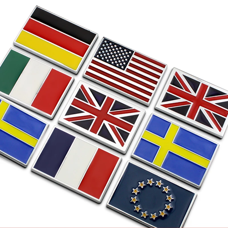 1 шт. 3D Металл Великобритания/США/Германия/Франция/Италия/Швеция/Европейский Флаг