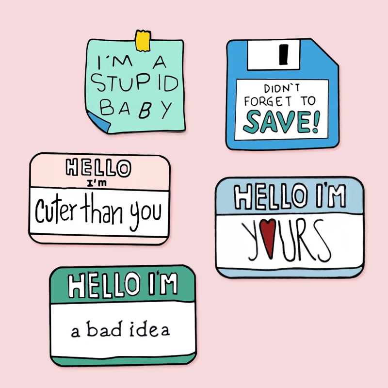 Эмалированная брошь кнопка милые сообщения значок на лацкан липкие Примечания