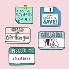 Эмалированная брошь-кнопка, милые сообщения, значок на лацкан, липкие Примечания, значок сохранения, Забавный значок жизни, Мультяшные броши, украшения для детей, подарки