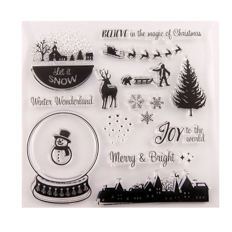 

YINISE Silicone Clear Stamps DIES For Scrapbooking STENSICLS SNOWMAN DIY PAPER Album Cards MAKING Craft Transparent RUBBER Stamp