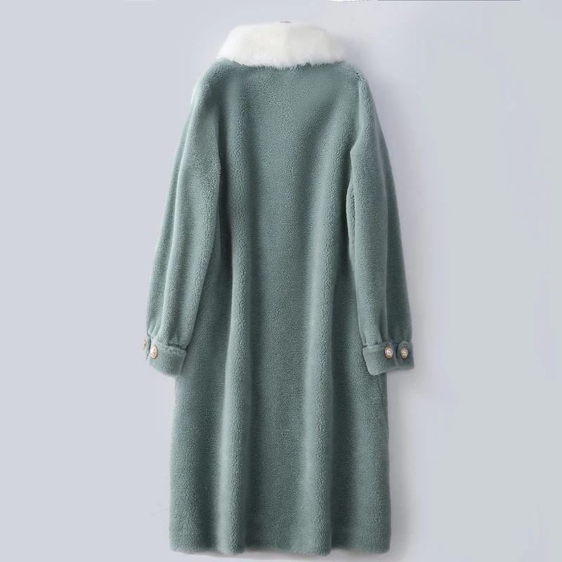 Женская куртка с воротником из натурального меха норки верхняя одежда 100% шерсти