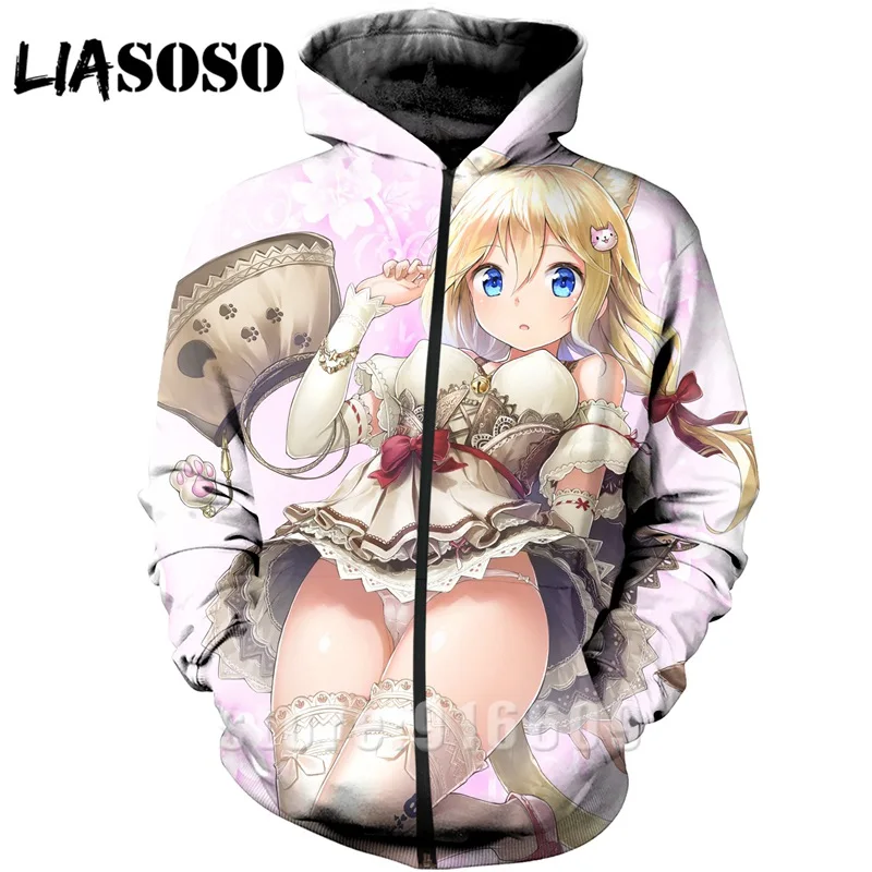24 Толстовка с 3D принтом, мужская куртка, сексуальная лоли, кошка, девочка, wo, Мужская Уличная Толстовка Harajuku, панк, на молнии, аниме, с длинным рукавом, худи с логотипами - Цвет: 24