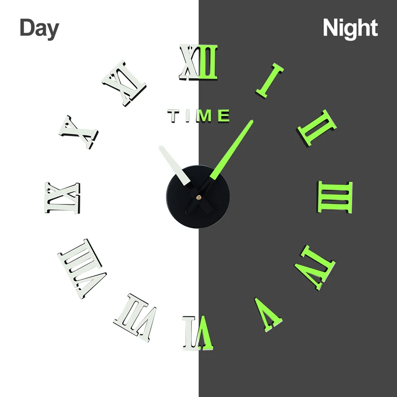 Бескаркасные настенные часы DIY 3D зеркальные большие бесшумные наклейки для