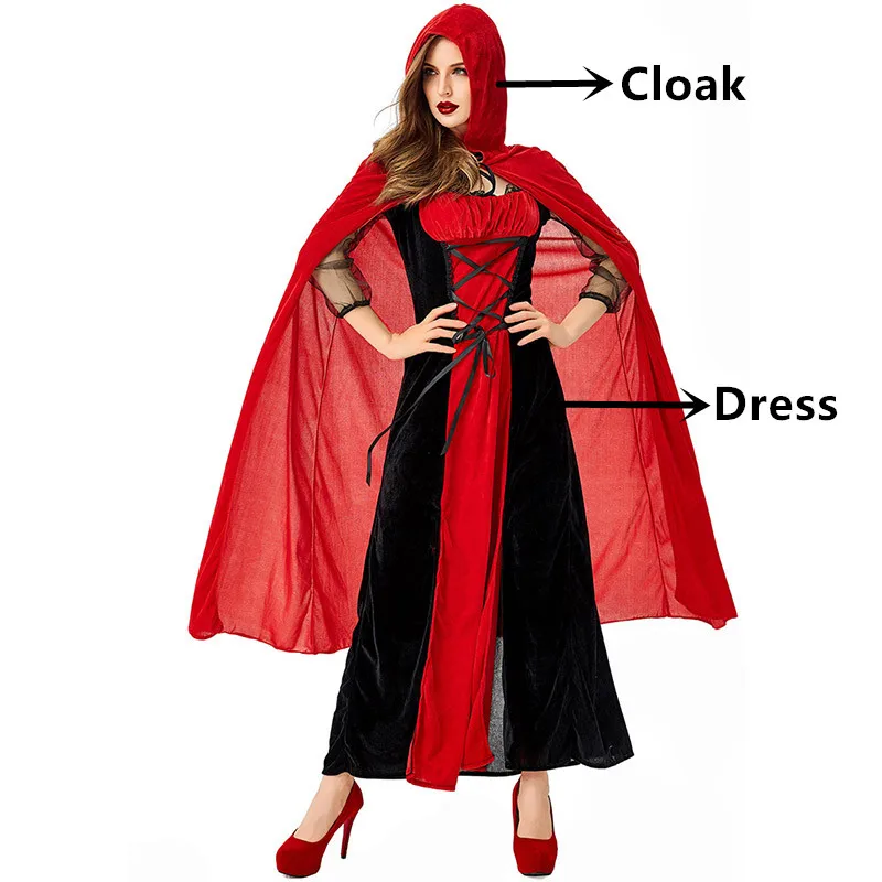 style 2 Deluxe Halloween Sexy Adult Women Vampire Costumes Victorian Vamp Fancy Party Dress Red and Black Witch Female Costumes - Цвет: style 2