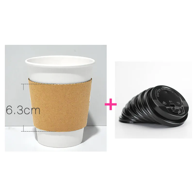 cup lid sleeves 50 шт белые толстые Горячие Бумажные стаканчики вечерние на день рождения барбекю одноразовая кофейная чашка с крышкой и крафт-бумажные чашечные рукава - Цвет: cup lid sleeves