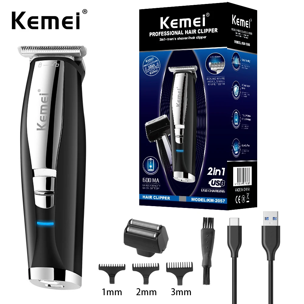 

Kemei 2 In 1 Hair Beard Trimmer Electric Shaver for Men 0mm Baldheaded Hair Clipper Reciprocating Razor Finish Shaving Machine