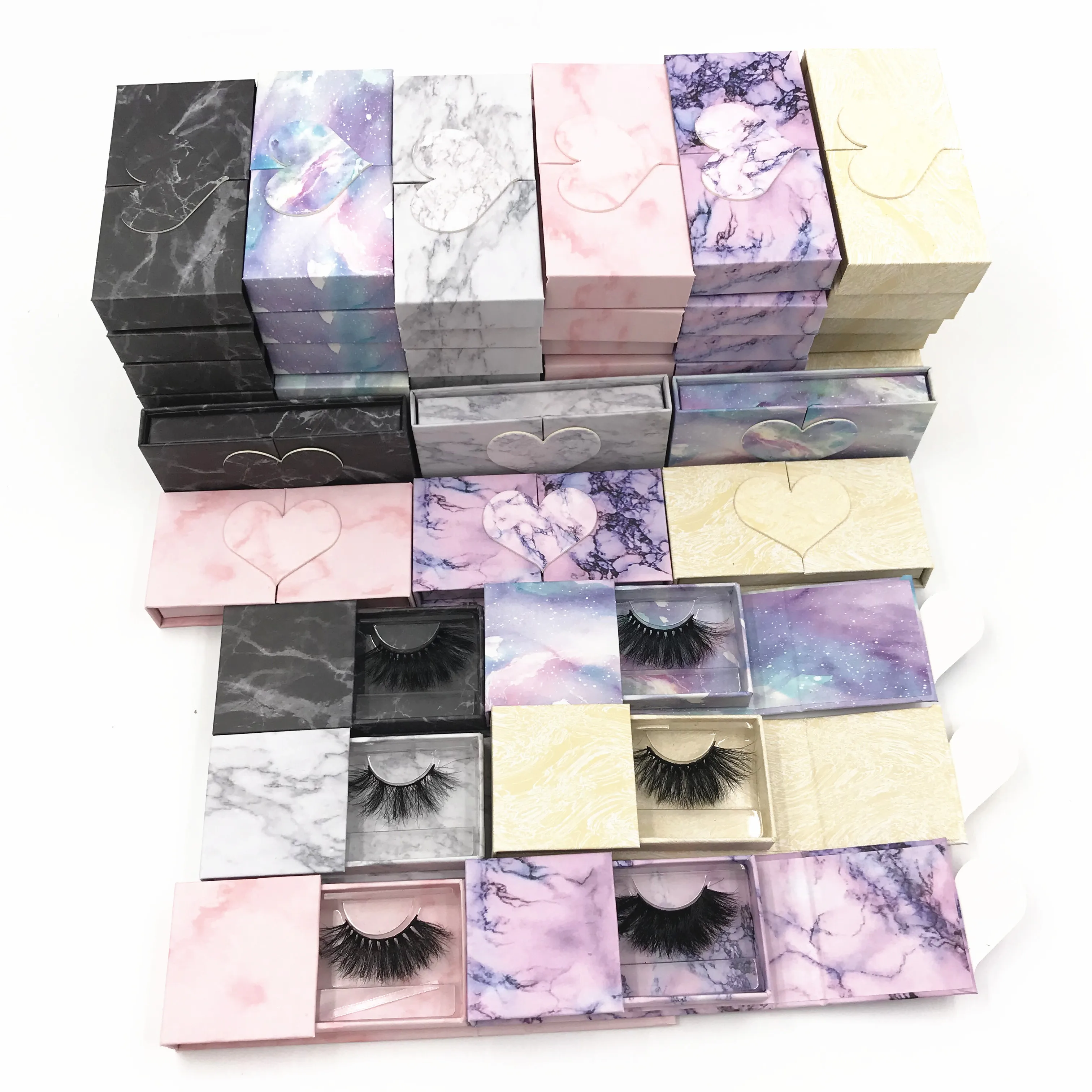 

Упаковка для ресниц, оптовая продажа, бесплатный логотип, Мраморная пустая коробка для ресниц с прозрачным лотком, прямоугольные футляры дл...