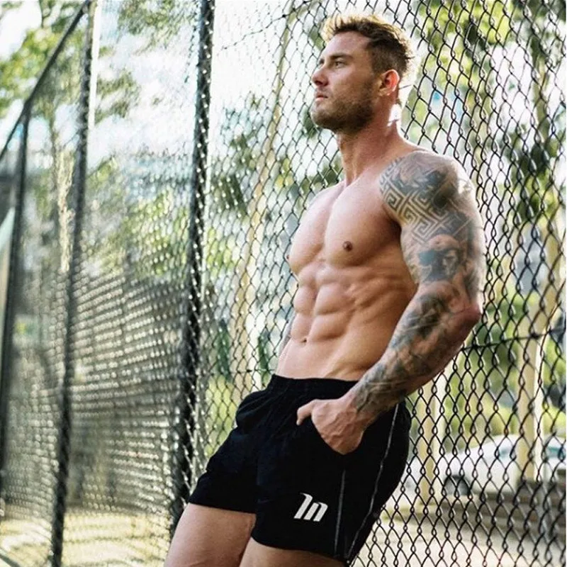 Шорты мужские спортивные для фитнеса и бодибилдинга дышащие короткие штаны