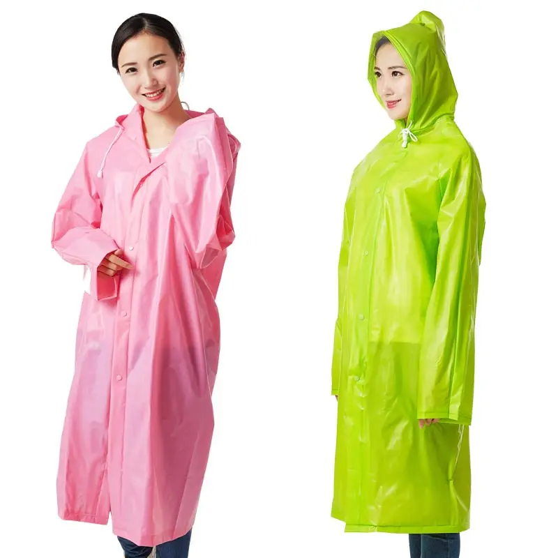 

QIAN Hooded EVA Rain Poncho Waterproof Raincoats Jacket for Men Women Adults Trench Coat Rain Gear Rainwear