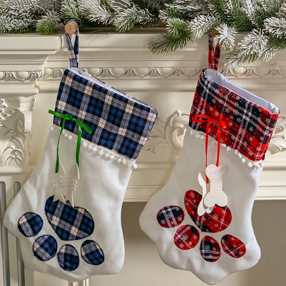 Рождественские домашние украшения рождественские носки в клетку с когтями для