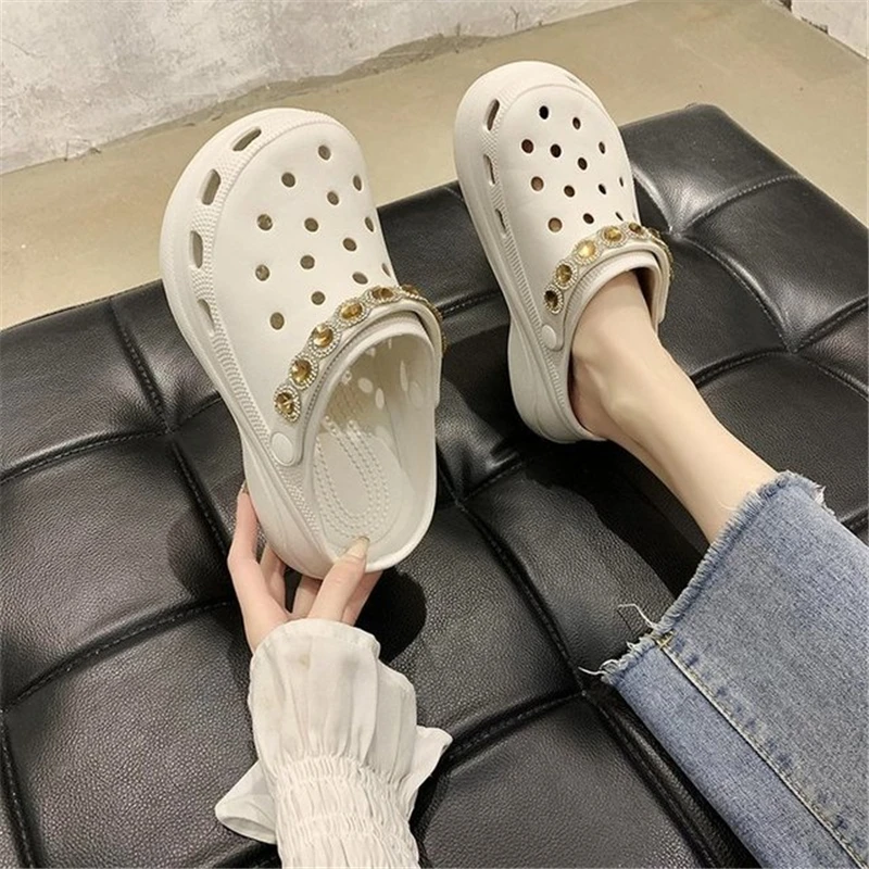 Spring 2021 All-Match Platform Non-Slip Hole Shoes Women's Fashion One-Foot Beach Comfortable Sandals And Slippers | Обувь