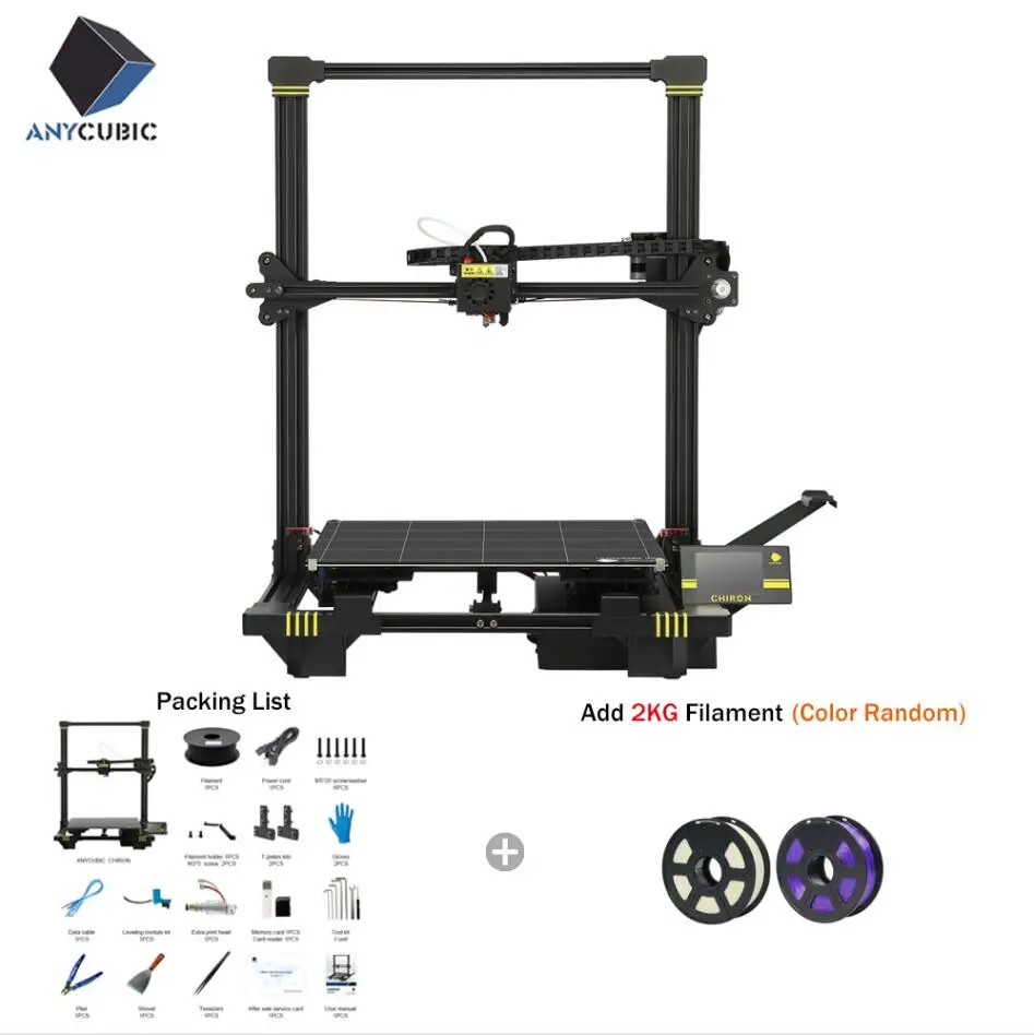Chiron -- Add 2KG ANYCUBIC чугун 3d принтер Плюс Размер TFT автоматическое выравнивание экструдер двойной Z Axisolor Impressora 3D 3 д принтер комплект самодельный гаджет 3d Drucker 3д принтер - Цвет: Chiron -- Add 2KG