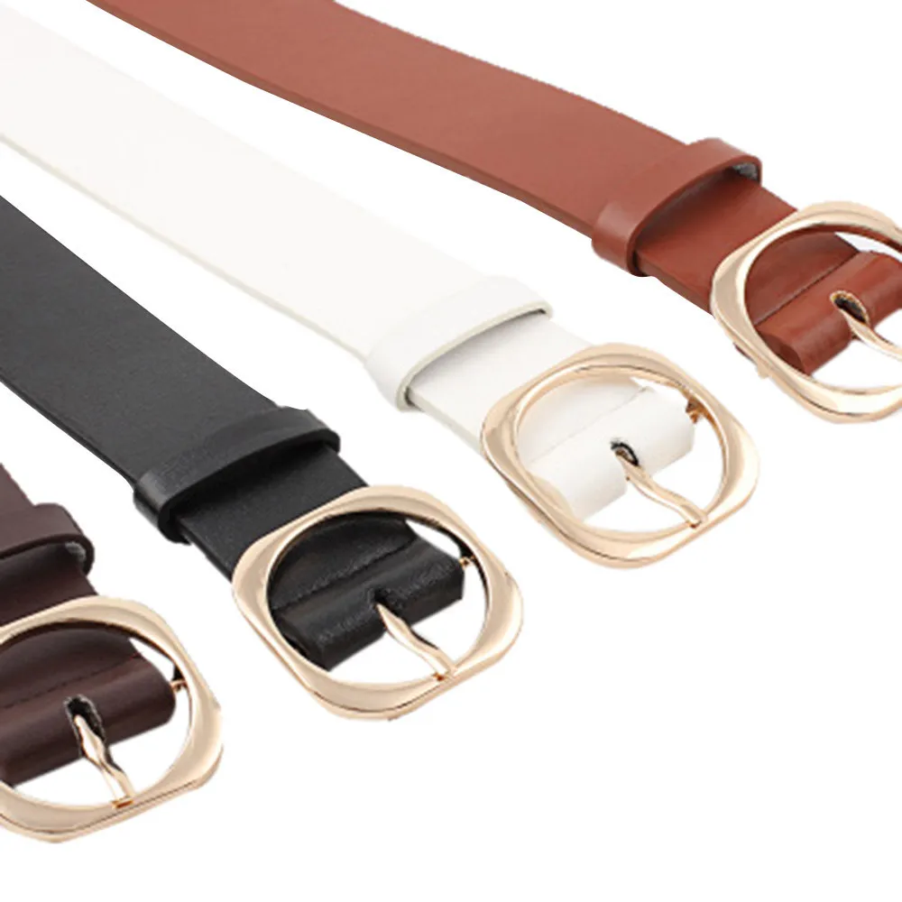 Женский винтажный пояс широкий для джинсов с металлической пряжкой кожаный riem