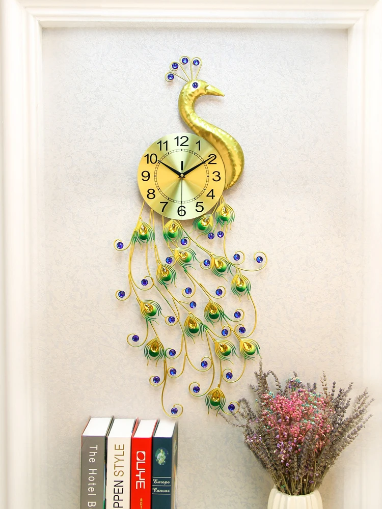 

Peacock simple creative personality clock wall clock living room modern decorative clock bedroom quartz clock atmosphere