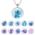 Модное ожерелье-цепочка с кулоном в виде стеклянного купола Disney Lilo  Stitch Стив для детей, подарок на вечеринку, бижутерия с кабошоном высокого качества DSN329