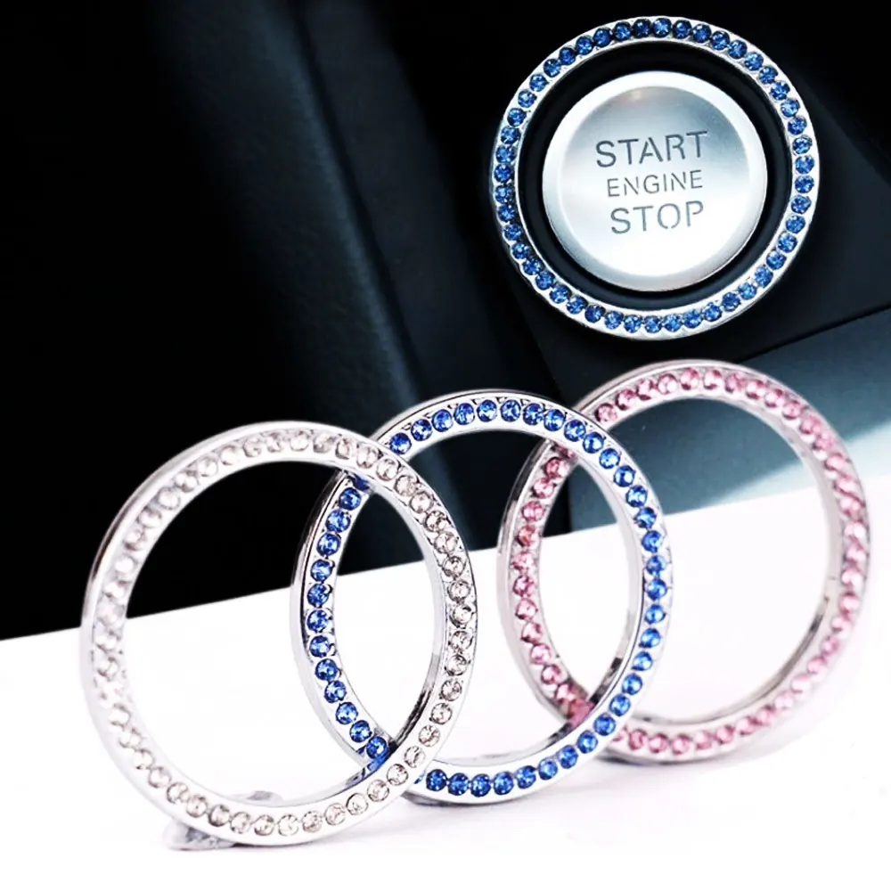 Sonata Engine Start Stop Ring Emblem Sticker- Rhinestone Ignition Button Car Key Knob-Interior Bling Push Auto Decorative | Автомобили и