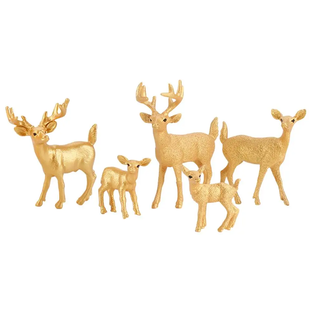 

Mini White-Tailed Deer Model Made Of PVC Material Include A Set Of 6 Golden White-Tailed Deer Realistic Animal Decoration Mod