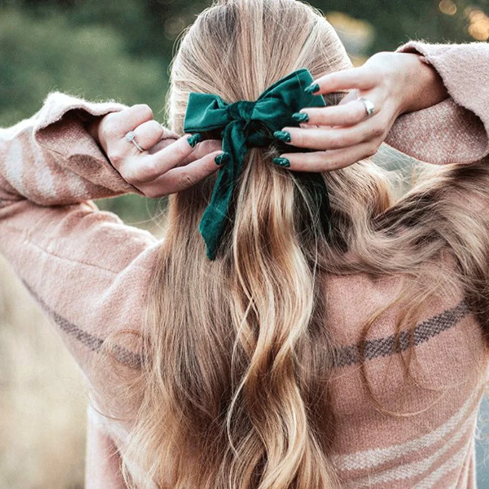 

Мягкие бархатные резинки для волос для девочек, заколка для конского хвоста, завязка для волос с бантом, эластичные повязки для волос, резин...