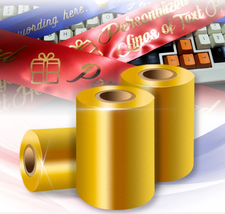 Атласная лента профессиональная Золотая фольга для принтера ширина 80 мм длина 100