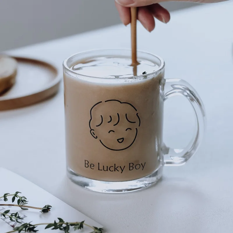 

Coffee Glass Japan and South Korea Cute Milk Cup Student Dormitory Water Cup Glass Simple Glass Cup Strawberry Cups Mugs