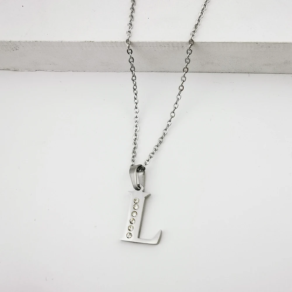

Простое модное дизайнерское ожерелье с подвеской-буквой L и бриллиантами в стиле ретро холодного стиля на цепочке до ключиц ювелирные изделия