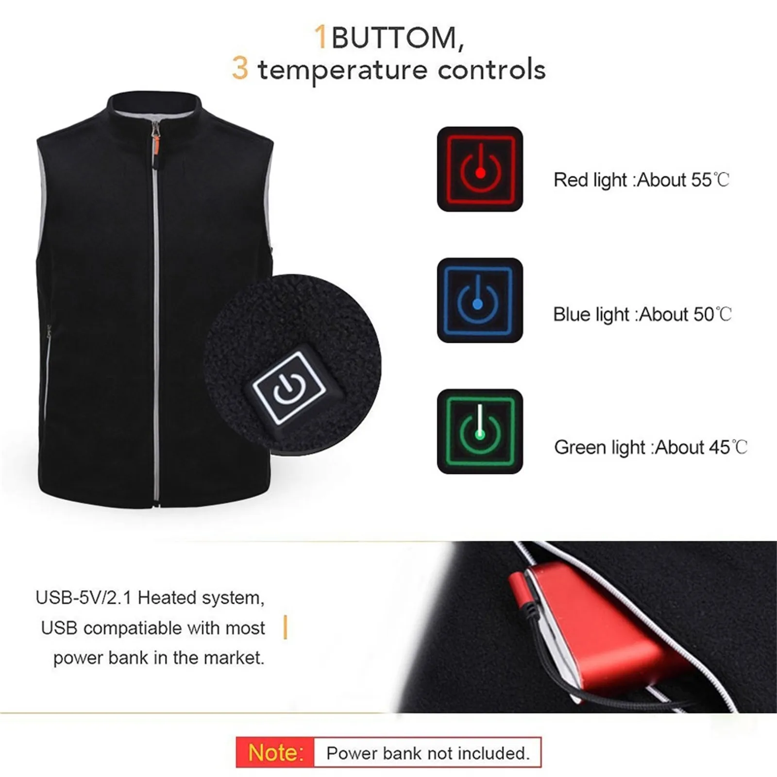 

2020 9 Heated Zones Heating Vest Washable USB Charging Heating Warm Vest Control Cycling Coat Outdoor Jacket