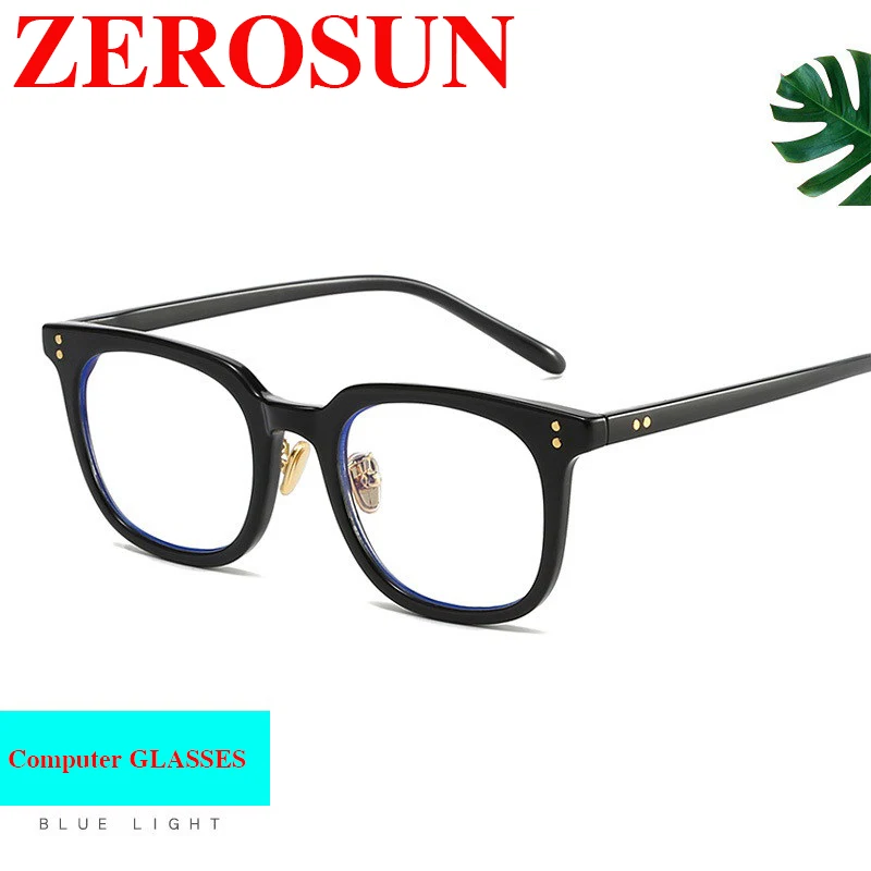 

Zerosun Computer Glasses Men Women TR90 Clear Tint Lens Block Blue Light Eyeglasses Man Transparent Tortoiseshell Spectacles