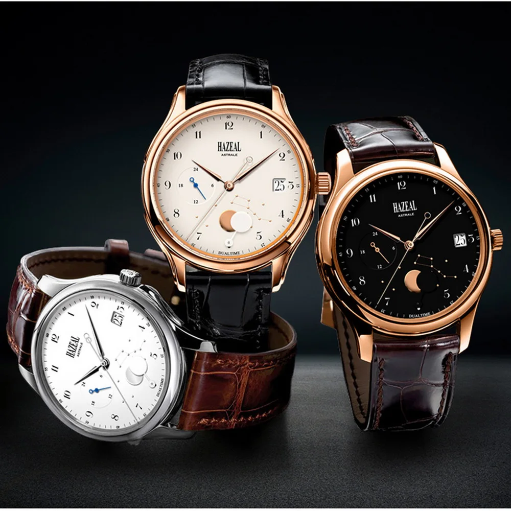 Часы наручные мужские водонепроницаемые роскошные деловые с кожаным ремешком