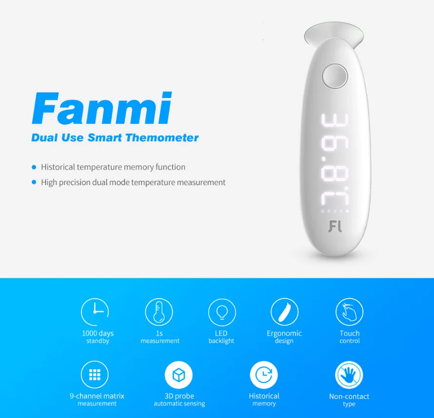 Xiaomi Fanmi Dual use умный лоб Themometer Хо использовать держать светодиодный цифровой дисплей ушной монитор температуры минималистичный дизайн