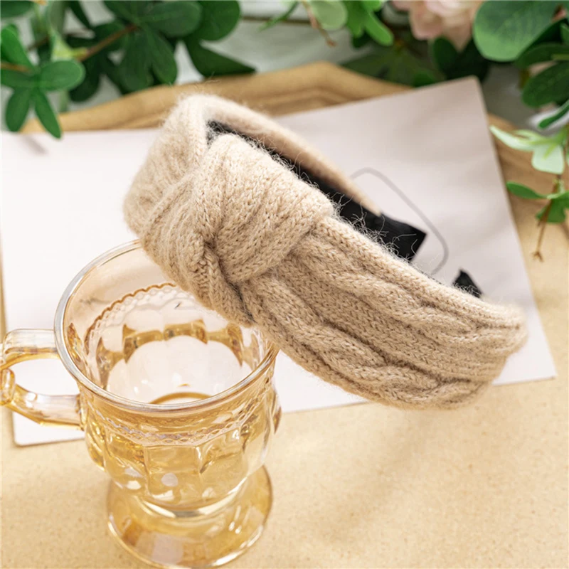 

Retro Thick Women Wide Hairband Knitted Headband Cross Knotted Head Hoop Girls HAir Bands Accessories Hair Hoop Headwear