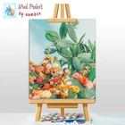 Набор для рисования по номерам на холсте кактус с цветами