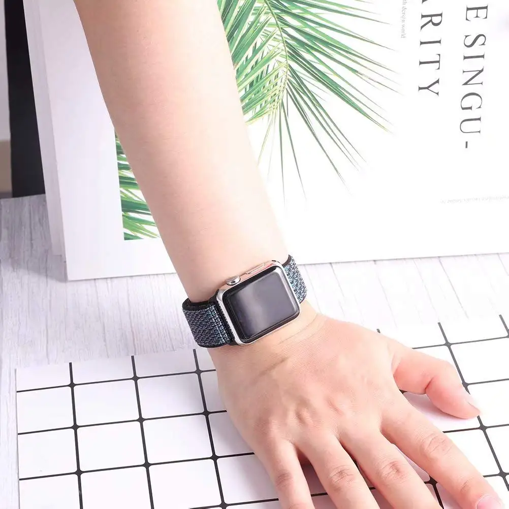 Нейлоновый спортивный бесшовный мягкий для наручных часов iwatch серии 4/5/3/2/1 дышащий замена ремешок для наручных часов Apple Watch 38 мм/40 мм/42 мм/44 мм