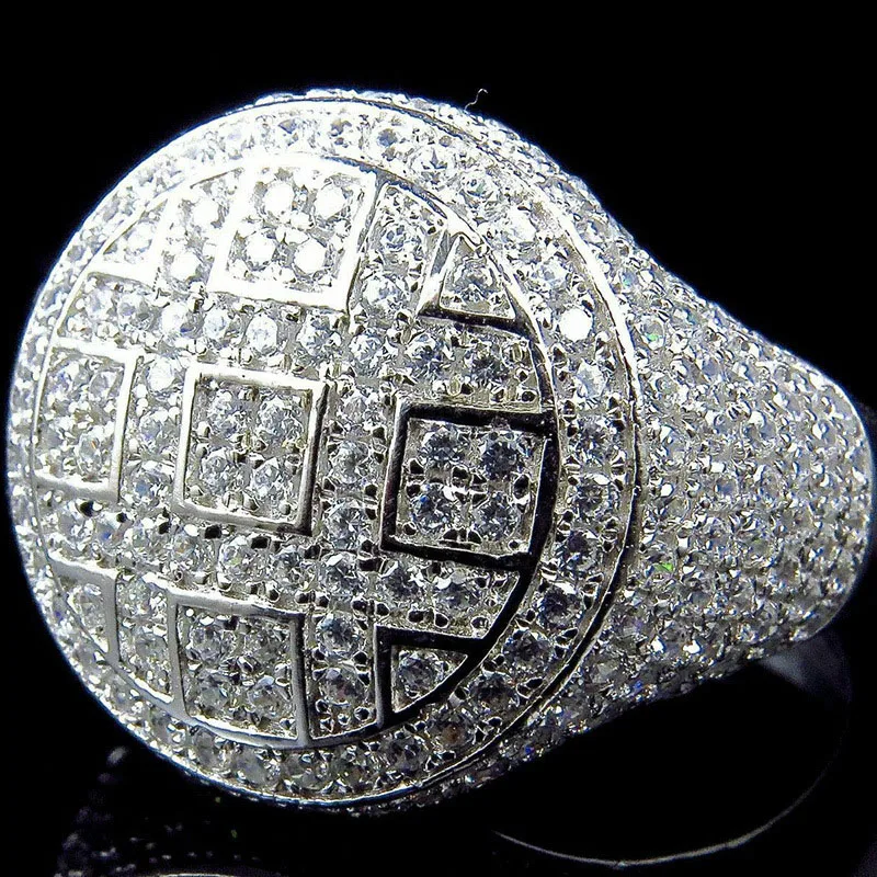 YOBEST хип хоп круглые кольца для мужчин серебряного цвета Iced Out кубический циркон ювелирные изделия кольцо подарки