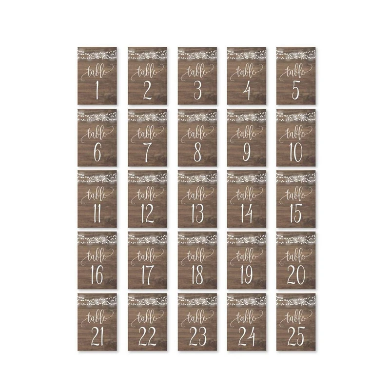 

25 PCS Wood Number Double Sided Signs Wedding Table Numbers 1-25 for Wedding Reception Restaurant Birthday Party