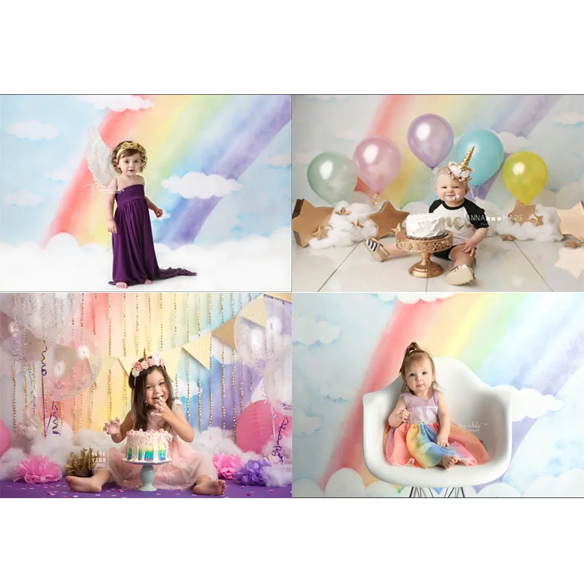 Радужный фон для портретной фотосъемки новорожденных студийной детской на день